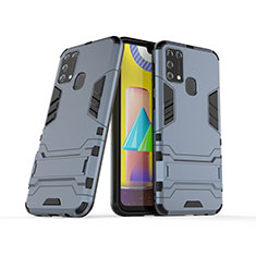 Custodia Silicone e Plastica Opaca Cover con Supporto KC3 per Samsung Galaxy M31 Blu