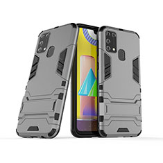 Custodia Silicone e Plastica Opaca Cover con Supporto KC3 per Samsung Galaxy M31 Grigio