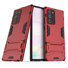Custodia Silicone e Plastica Opaca Cover con Supporto KC3 per Samsung Galaxy Note 20 Ultra 5G Rosso