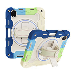 Custodia Silicone e Plastica Opaca Cover con Supporto L01 per Apple iPad Mini 6 Cielo Blu