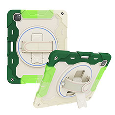 Custodia Silicone e Plastica Opaca Cover con Supporto L01 per Apple iPad Pro 12.9 (2021) Verde