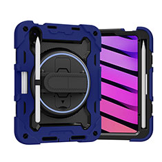 Custodia Silicone e Plastica Opaca Cover con Supporto L02 per Apple iPad Mini 6 Blu