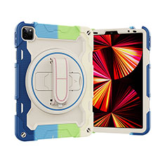 Custodia Silicone e Plastica Opaca Cover con Supporto L03 per Apple iPad Pro 11 (2020) Blu