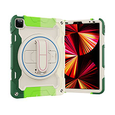 Custodia Silicone e Plastica Opaca Cover con Supporto L03 per Apple iPad Pro 11 (2020) Verde