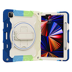 Custodia Silicone e Plastica Opaca Cover con Supporto L03 per Apple iPad Pro 12.9 (2020) Blu