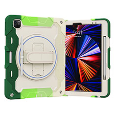 Custodia Silicone e Plastica Opaca Cover con Supporto L03 per Apple iPad Pro 12.9 (2020) Verde