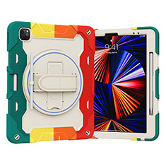 Custodia Silicone e Plastica Opaca Cover con Supporto L03 per Apple iPad Pro 12.9 (2022) Rosso