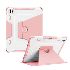 Custodia Silicone e Plastica Opaca Cover con Supporto L04 per Apple iPad Pro 12.9 (2020) Rosa