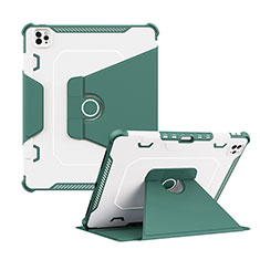 Custodia Silicone e Plastica Opaca Cover con Supporto L04 per Apple iPad Pro 12.9 (2020) Verde