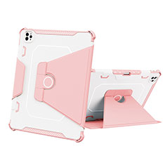 Custodia Silicone e Plastica Opaca Cover con Supporto L05 per Apple iPad Pro 12.9 (2020) Rosa