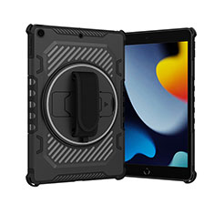 Custodia Silicone e Plastica Opaca Cover con Supporto L06 per Apple iPad 10.2 (2020) Nero