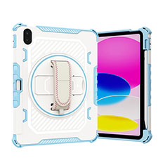 Custodia Silicone e Plastica Opaca Cover con Supporto L06 per Apple iPad 10.9 (2022) Blu