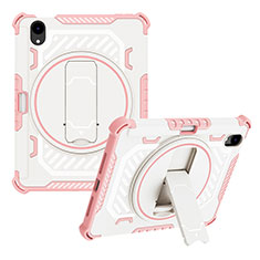 Custodia Silicone e Plastica Opaca Cover con Supporto L06 per Apple iPad Mini 6 Oro Rosa
