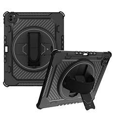 Custodia Silicone e Plastica Opaca Cover con Supporto L06 per Apple iPad Pro 12.9 (2021) Nero