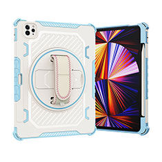 Custodia Silicone e Plastica Opaca Cover con Supporto L07 per Apple iPad Pro 11 (2020) Blu