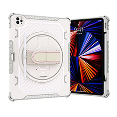 Custodia Silicone e Plastica Opaca Cover con Supporto L07 per Apple iPad Pro 12.9 (2020) Grigio