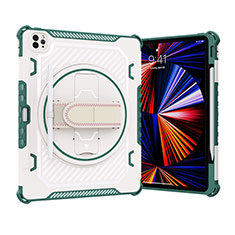 Custodia Silicone e Plastica Opaca Cover con Supporto L07 per Apple iPad Pro 12.9 (2021) Verde