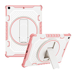Custodia Silicone e Plastica Opaca Cover con Supporto L08 per Apple iPad 10.2 (2020) Oro Rosa