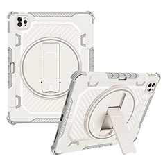 Custodia Silicone e Plastica Opaca Cover con Supporto L08 per Apple iPad Pro 11 (2021) Grigio