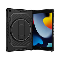 Custodia Silicone e Plastica Opaca Cover con Supporto L09 per Apple iPad 10.2 (2020) Nero