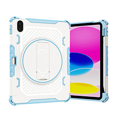 Custodia Silicone e Plastica Opaca Cover con Supporto L09 per Apple iPad 10.9 (2022) Blu