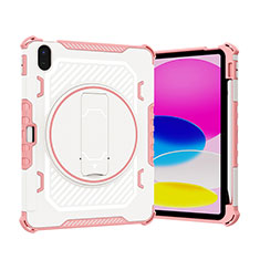 Custodia Silicone e Plastica Opaca Cover con Supporto L09 per Apple iPad 10.9 (2022) Oro Rosa
