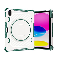 Custodia Silicone e Plastica Opaca Cover con Supporto L09 per Apple iPad 10.9 (2022) Verde