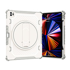 Custodia Silicone e Plastica Opaca Cover con Supporto L09 per Apple iPad Pro 12.9 (2020) Grigio