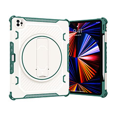 Custodia Silicone e Plastica Opaca Cover con Supporto L09 per Apple iPad Pro 12.9 (2020) Verde