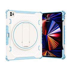 Custodia Silicone e Plastica Opaca Cover con Supporto L09 per Apple iPad Pro 12.9 (2022) Blu
