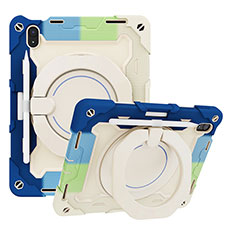 Custodia Silicone e Plastica Opaca Cover con Supporto L10 per Apple iPad 10.9 (2022) Cielo Blu
