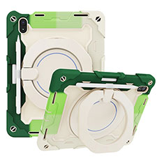 Custodia Silicone e Plastica Opaca Cover con Supporto L10 per Apple iPad 10.9 (2022) Verde