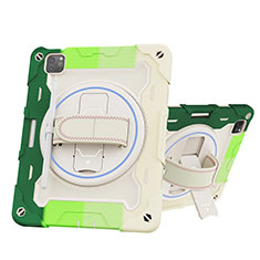 Custodia Silicone e Plastica Opaca Cover con Supporto L10 per Apple iPad Pro 11 (2020) Verde