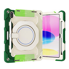 Custodia Silicone e Plastica Opaca Cover con Supporto L11 per Apple iPad 10.9 (2022) Verde