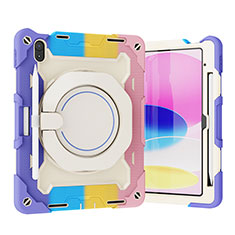 Custodia Silicone e Plastica Opaca Cover con Supporto L11 per Apple iPad 10.9 (2022) Viola