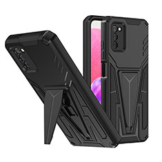 Custodia Silicone e Plastica Opaca Cover con Supporto MQ1 per Samsung Galaxy A02s Nero