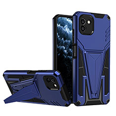 Custodia Silicone e Plastica Opaca Cover con Supporto MQ1 per Samsung Galaxy A03 Blu