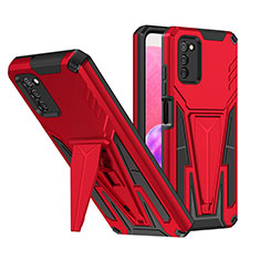 Custodia Silicone e Plastica Opaca Cover con Supporto MQ1 per Samsung Galaxy A03s Rosso