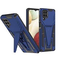 Custodia Silicone e Plastica Opaca Cover con Supporto MQ1 per Samsung Galaxy A12 5G Blu