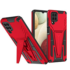 Custodia Silicone e Plastica Opaca Cover con Supporto MQ1 per Samsung Galaxy A12 5G Rosso