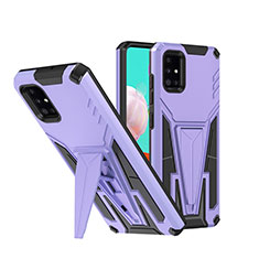 Custodia Silicone e Plastica Opaca Cover con Supporto MQ1 per Samsung Galaxy A51 4G Viola