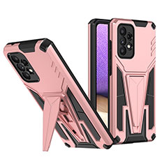 Custodia Silicone e Plastica Opaca Cover con Supporto MQ1 per Samsung Galaxy A52 5G Oro Rosa