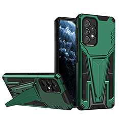 Custodia Silicone e Plastica Opaca Cover con Supporto MQ1 per Samsung Galaxy A53 5G Verde