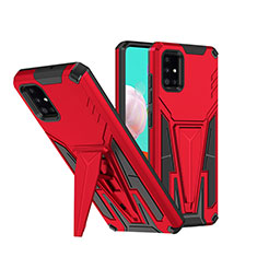 Custodia Silicone e Plastica Opaca Cover con Supporto MQ1 per Samsung Galaxy A71 4G A715 Rosso