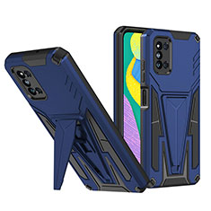 Custodia Silicone e Plastica Opaca Cover con Supporto MQ1 per Samsung Galaxy F52 5G Blu