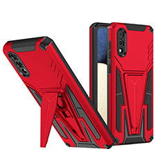 Custodia Silicone e Plastica Opaca Cover con Supporto MQ1 per Samsung Galaxy M02 Rosso
