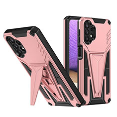 Custodia Silicone e Plastica Opaca Cover con Supporto MQ1 per Samsung Galaxy M32 5G Oro Rosa