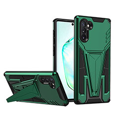 Custodia Silicone e Plastica Opaca Cover con Supporto MQ1 per Samsung Galaxy Note 10 5G Verde