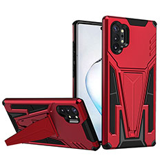 Custodia Silicone e Plastica Opaca Cover con Supporto MQ1 per Samsung Galaxy Note 10 Plus 5G Rosso