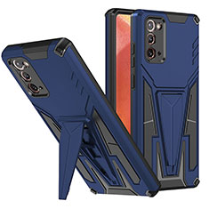 Custodia Silicone e Plastica Opaca Cover con Supporto MQ1 per Samsung Galaxy Note 20 5G Blu